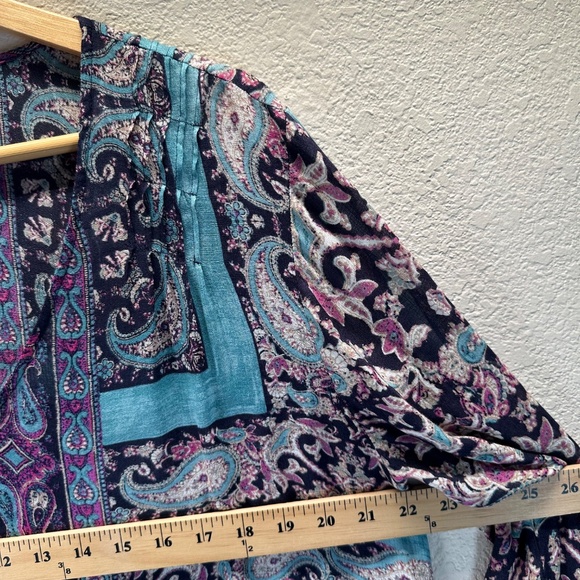 Lucky Brand Pullover style Top Tunic Moroccan Border Womens L Paisley Boho - Picture 9 of 14